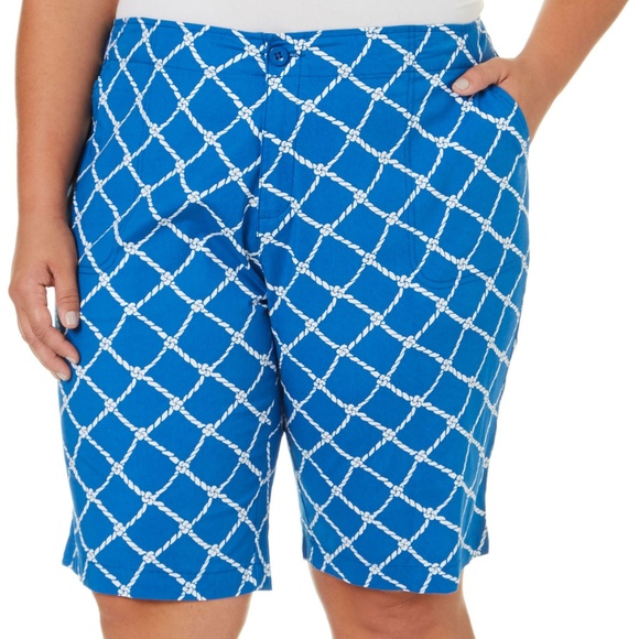 Caribbean Joe Pants - Caribbean-Joe-Rope-Print-Blue-Skimmer-Shorts 20W